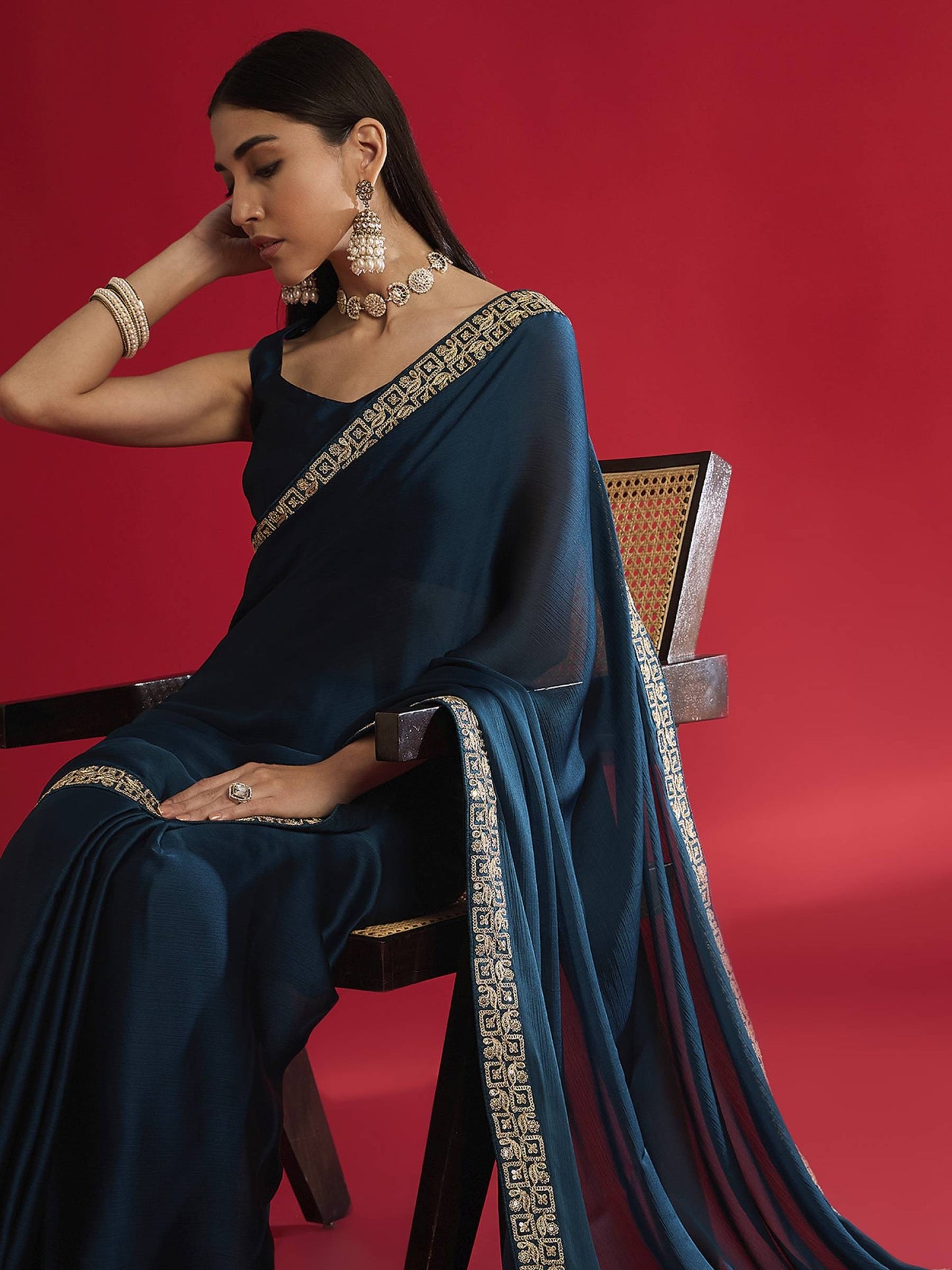Navy Blue Designer Saree