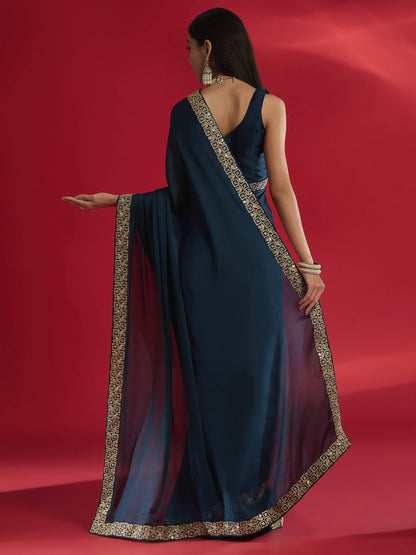 Navy Blue Designer Saree