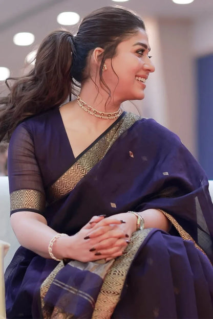 Bollywood Style Purple Silk Saree With Majestic Blouse Piece