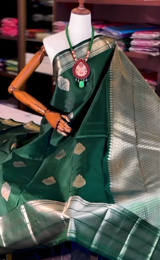 Emerald Green Soft Silk Saree