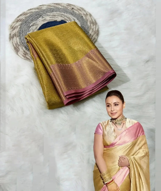 Gold Pink Kanjivaram Saree