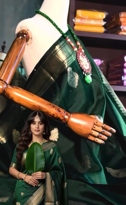 Emerald Green Soft Silk Saree