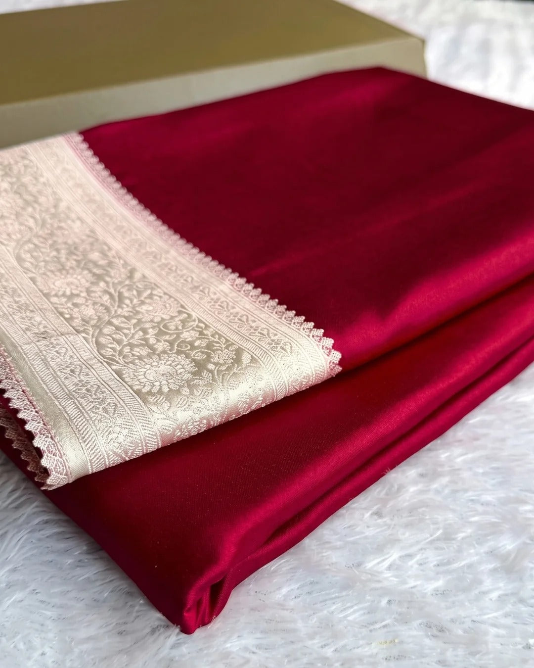 Mrinalini – Royal Red Silver Heritage Banarasi Saree