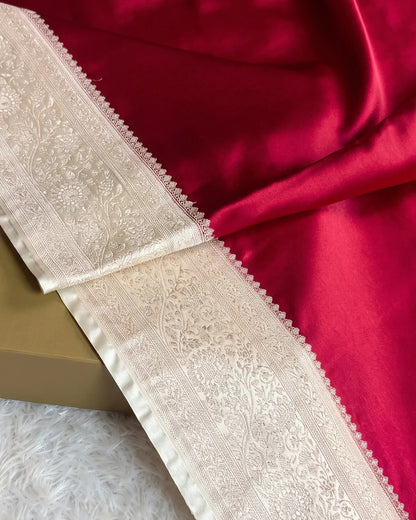 Mrinalini – Royal Red Silver Heritage Banarasi Saree