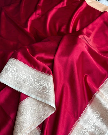 Mrinalini – Royal Red Silver Heritage Banarasi Saree
