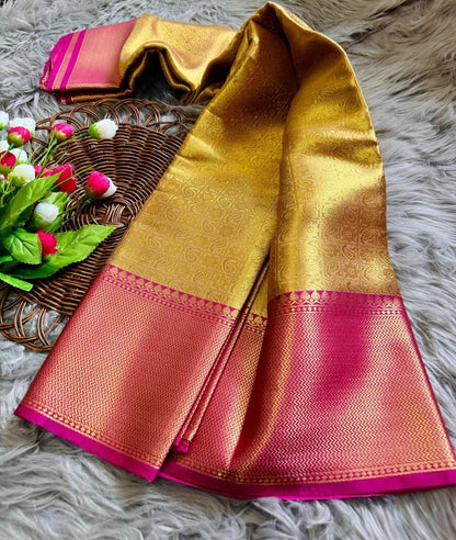 Gold Pink Kanjivaram Saree