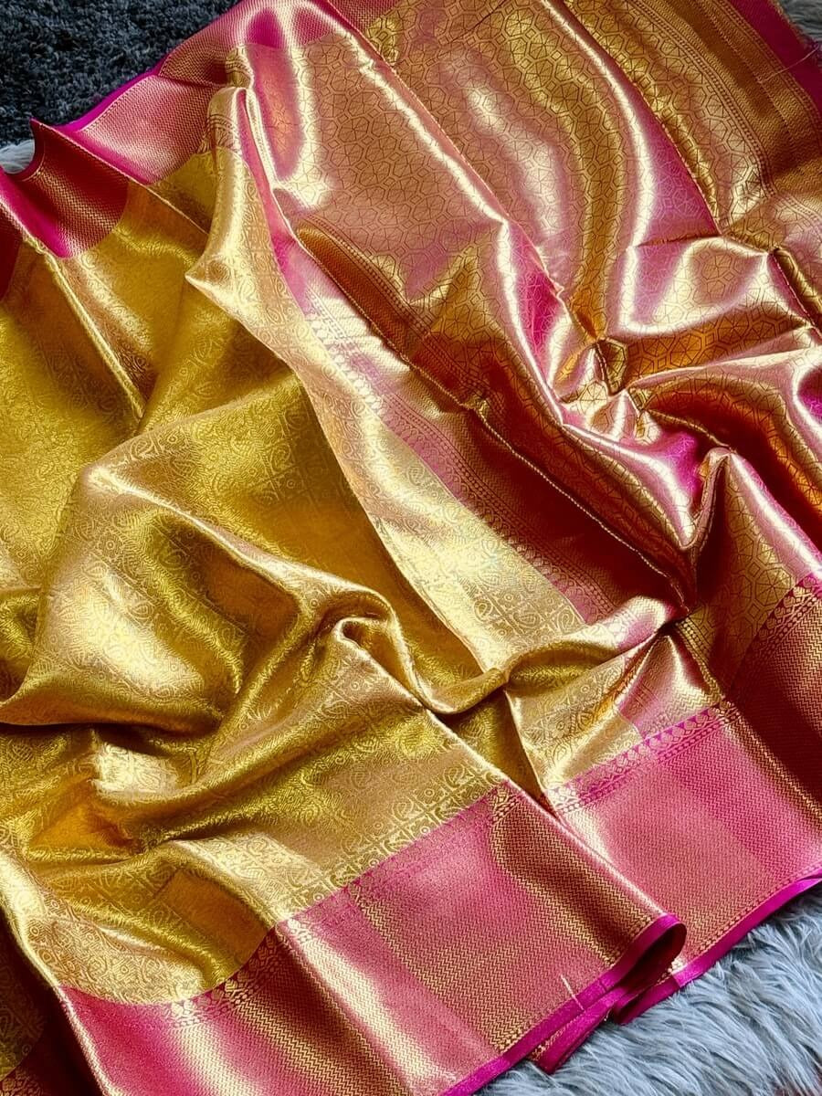 Gold Pink Kanjivaram Saree