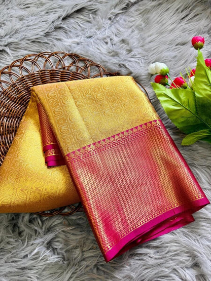 Gold Pink Kanjivaram Saree