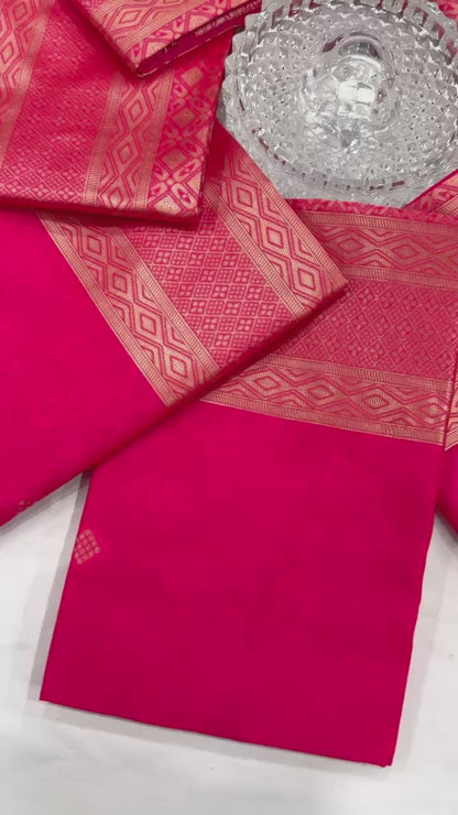Hot Pink Banarasi Saree
