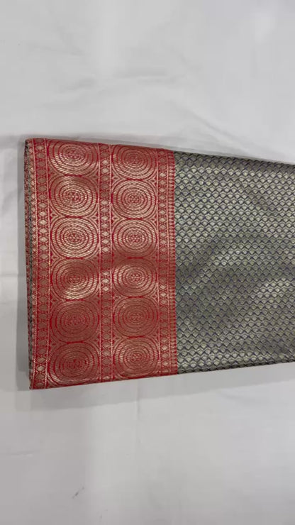 Black Red Banarasi Saree