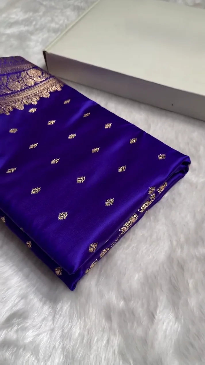 Riya Royal Purple Silk Saree with Gold Motifs & Designer Border