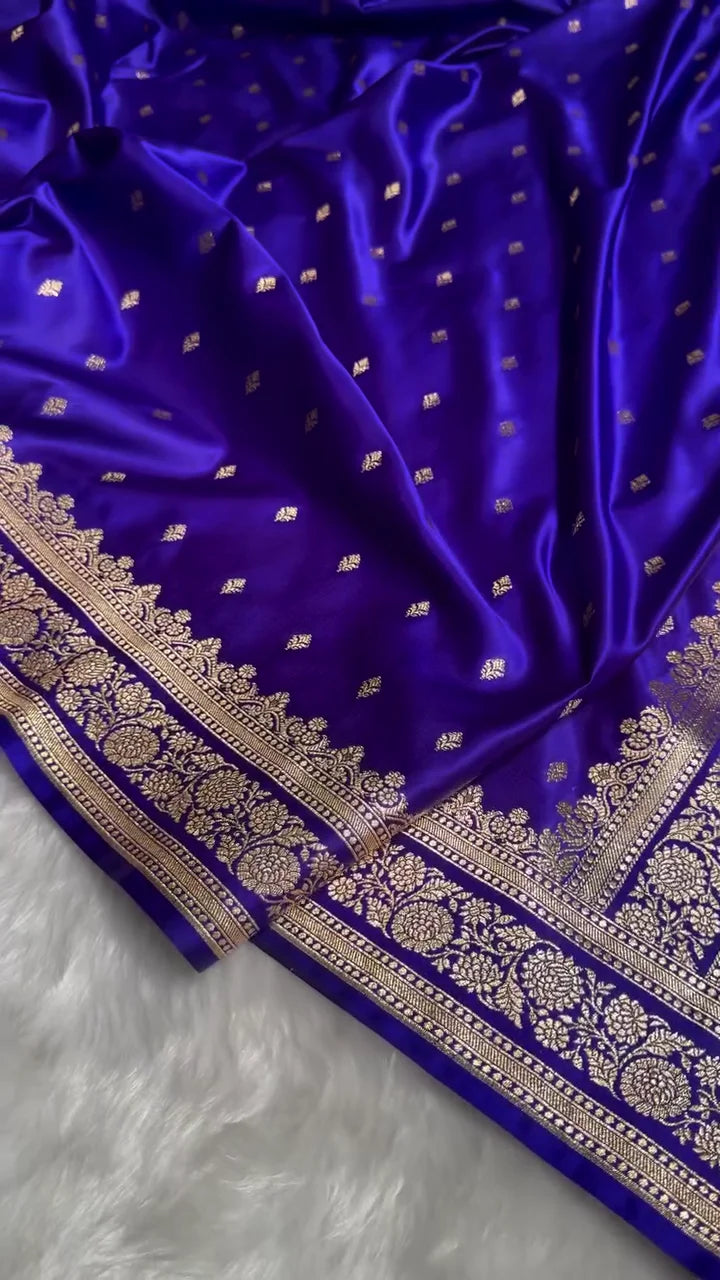 Riya Royal Purple Silk Saree with Gold Motifs & Designer Border