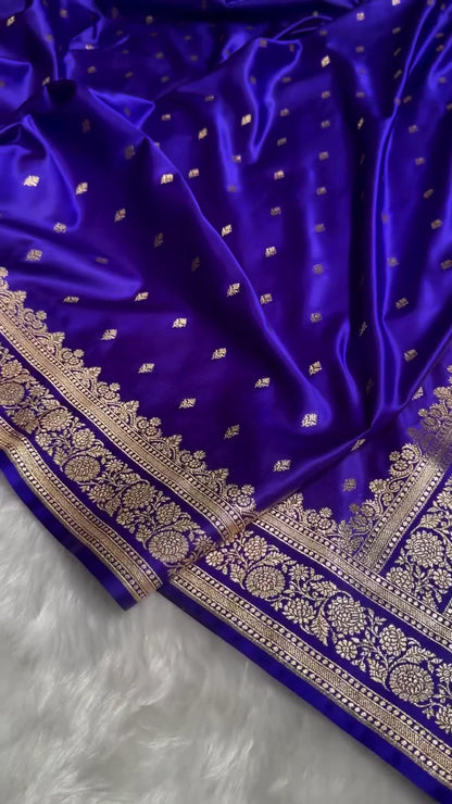 Riya Royal Purple Silk Saree with Gold Motifs & Designer Border