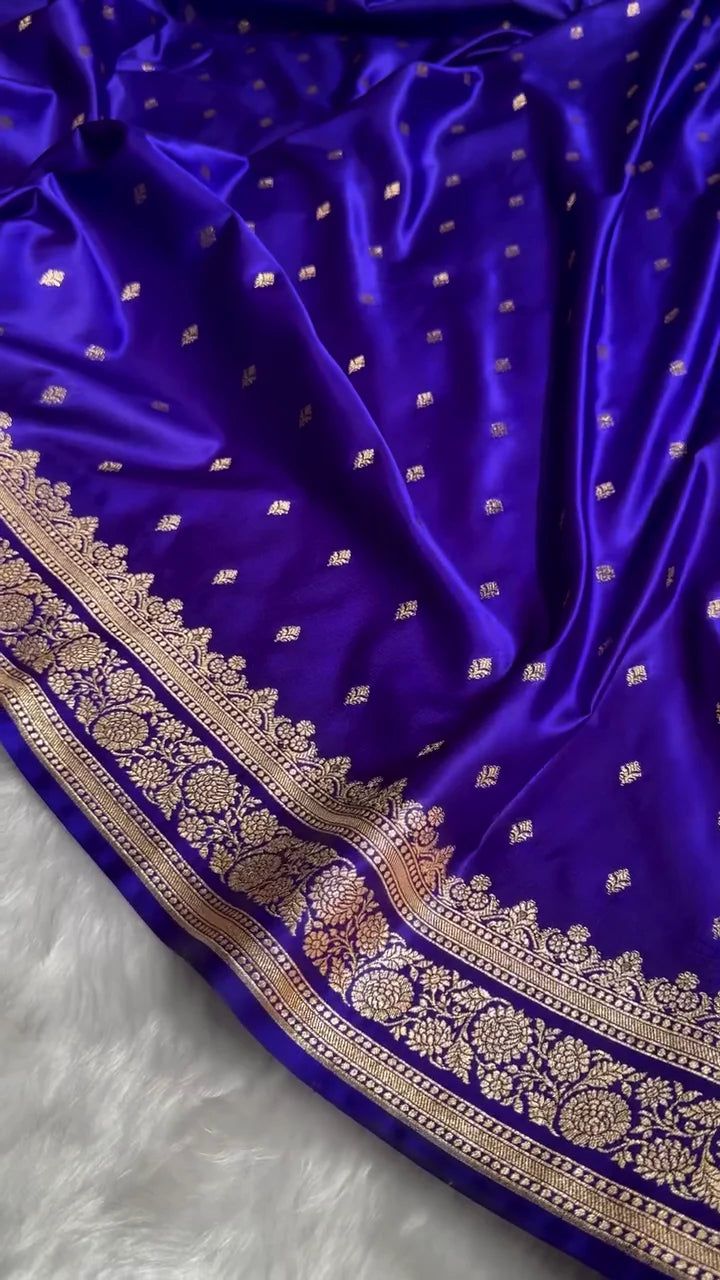 Riya Royal Purple Silk Saree with Gold Motifs & Designer Border