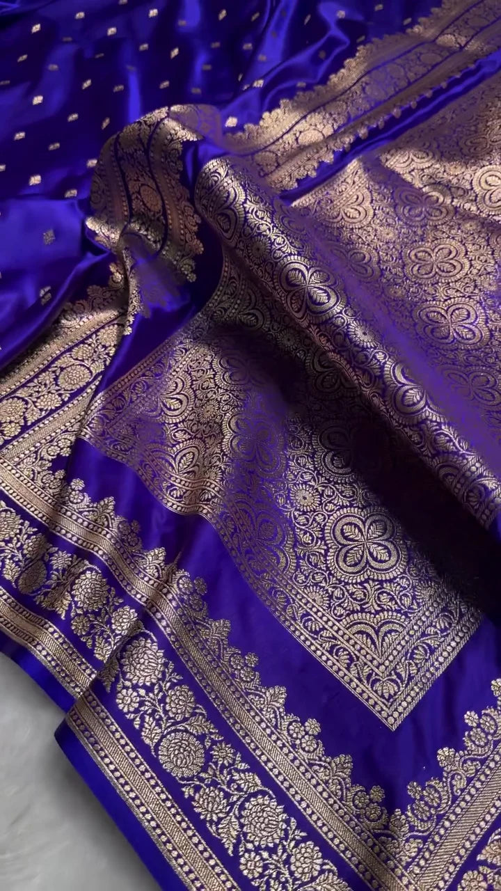 Riya Royal Purple Silk Saree with Gold Motifs & Designer Border