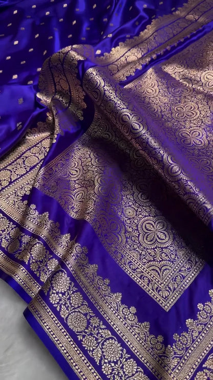 Riya Royal Purple Silk Saree with Gold Motifs & Designer Border