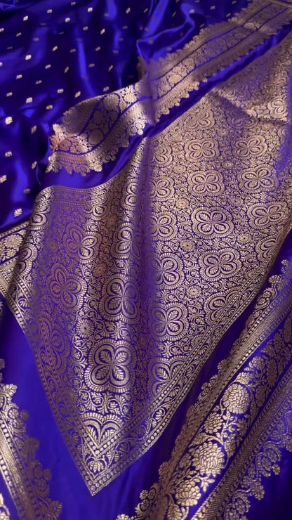 Riya Royal Purple Silk Saree with Gold Motifs & Designer Border