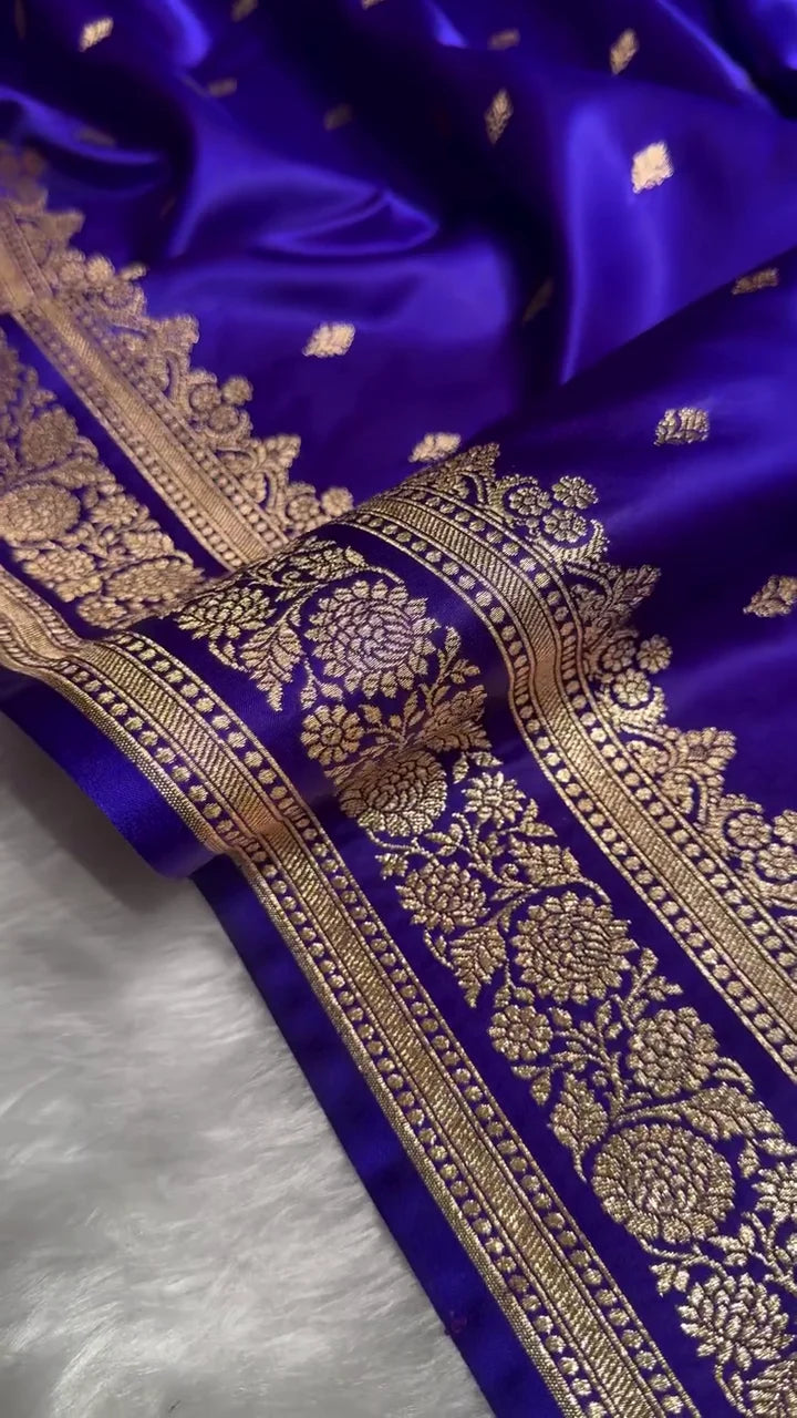Riya Royal Purple Silk Saree with Gold Motifs & Designer Border