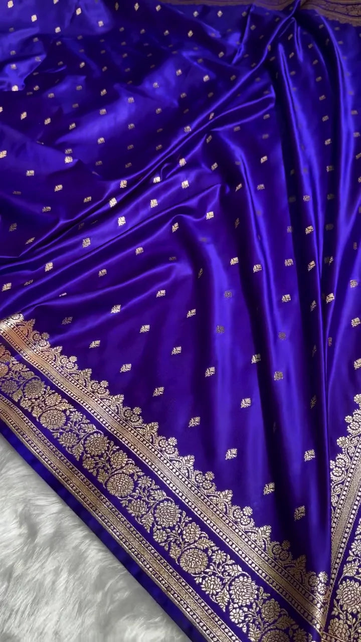 Riya Royal Purple Silk Saree with Gold Motifs & Designer Border